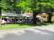 Poln šotor pred gostilno Kores title=