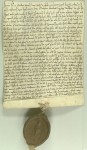 Listina, s katero je patriarh Wolfker potrdil šentpavelskemu opatu Ulriku župnijske pravice med potokoma Lobnico in Velko title=